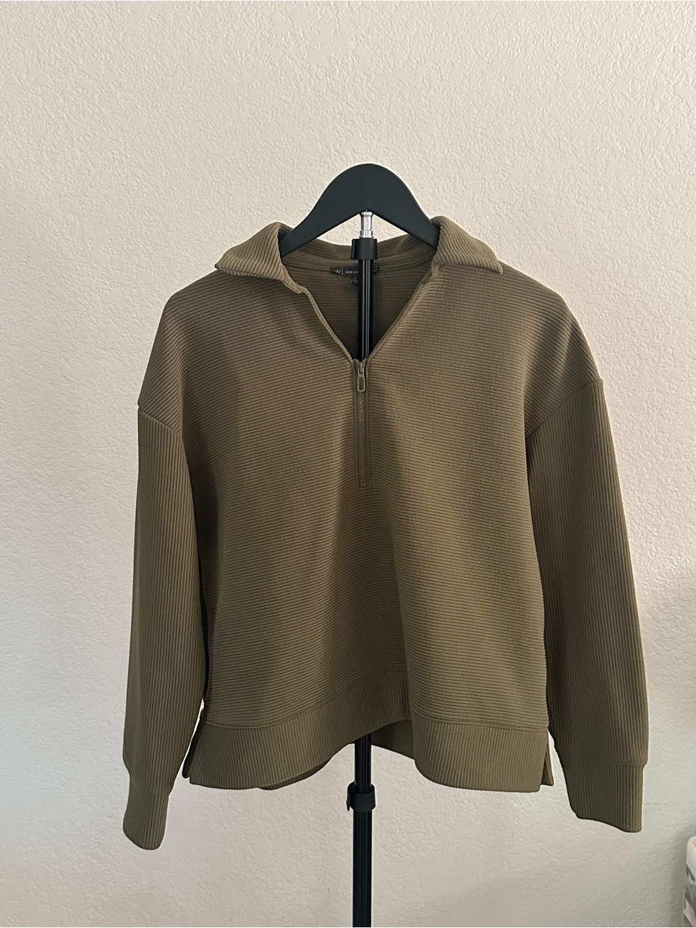 Adrianna Papell Olive Green Fall Zip-Neck Sweater Size Small